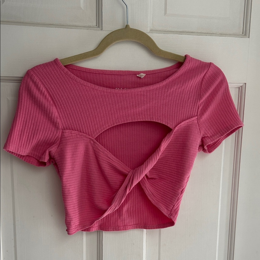 PacSun Pink Twist Front Crop Top